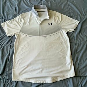Under Armour Men’s Golf polo shirt white and grey size medium Iso chill polo